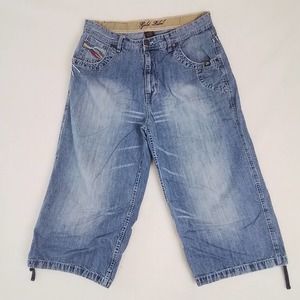 Gold Label VIBESGL Skate Shorts Size 36 in Light Wash‎ Denim w/ Embroidery